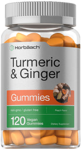 Horbäach Turmeric + Ginger Gummies front view with packaging