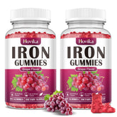 Hovika Iron Gummies bottle front view with natural grape flavour