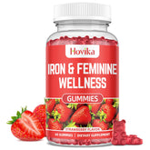 Hovika Iron Gummies bottle front view with strawberry flavour