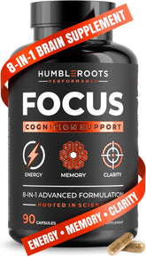 HUMBLEROOTS PERFORMANCE FOCUS Nootropic Capsules front view