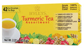 HYLEYS Turmeric Green Tea Blend box front view with 42 tea bags