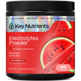 KEY NUTRIENTS Watermelon Electrolyte Powder front view with packaging