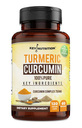 Key Nutrition Turmeric Curcumin Complex 750mg front view of bottle
