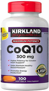 KIRKLAND CoQ10 300 mg antioxidant supplement front view