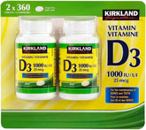 KIRKLAND Vitamin D3 25 mcg 360 tablets front view