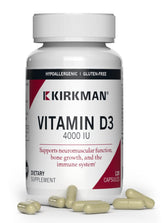 Kirkman Vitamin D3 4000 IU capsule bottle front view