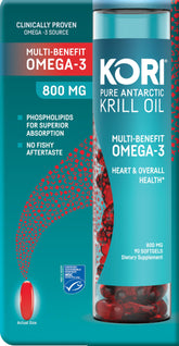 Kori Krill Omega 3 Excel 1000mg softgel capsules front view