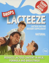 Lacteeze Lactase Enzyme Drops 14g front view with packaging