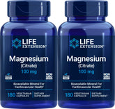 Life Extension Magnesium Citrate 100 mg, 180 capsules front view