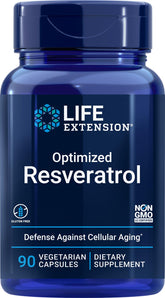 Life Extension Optimized Resveratrol 90 Vegetarian Capsules front view