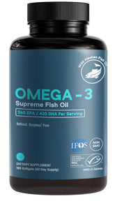 Life & Food Omega-3 Fish Oil Softgels 1050mg front view