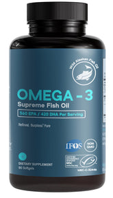 Life & Food Omega-3 Fish Oil Softgels front view with packaging