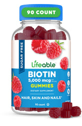 Lifeable Biotin Gummies front view with raspberry flavour