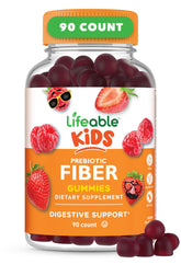 Lifeable Prebiotic Fiber Gummies for Kids, 90 count bottle front view