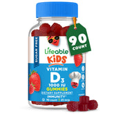 Lifeable Vitamin D Gummies 1000 IU strawberry flavour front view