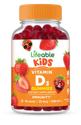 Lifeable Vitamin D3 Gummies 1000 IU bottle front view