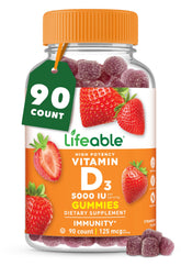 Lifeable Vitamin D3 Gummies 5000 IU strawberry flavour front view