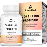 Lifeatlas Probiotics 300 Billion CFU supplement front view