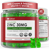 LILICARE Zinc Gummies 30mg front view with apple flavour