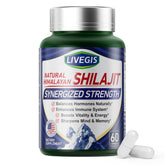 LIVEGIS Himalayan Shilajit capsules front view with 60 count