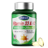 LIVEGIS Vitamin D3 + K2 softgels front view with packaging