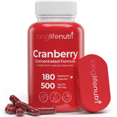 LongLifeNutri Cranberry Supplement 500mg 180 Capsules front view