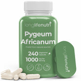 LongLifeNutri Pygeum Supplement 240 vegetarian capsules front view