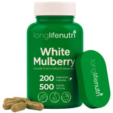 LongLifeNutri White Mulberry Leaf Extract 500mg capsules front view