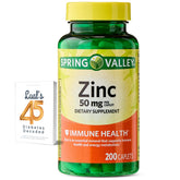LUAL Zinc Caplets 50mg front view with bottle label
