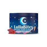 LullaBites Sleep Gummies container front view with strawberry flavour