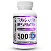 MAAC10 Trans-Resveratrol 99% Pure 500mg capsules front view