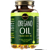Maju Superfoods Oregano Oil & Black Seed Oil Capsules front view