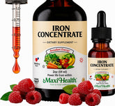 Maxi Health Iron Supplement liquid bottle front view with berry flavour