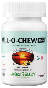 Maxi Health Mel-O-Chew 1mg melatonin chewable tablets front view