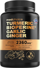 MEDCHOICE Turmeric and Ginger Supplement with Garlic front view