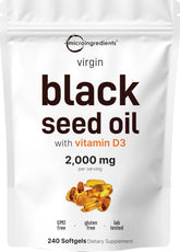 Micro Ingredients Black Seed Oil Softgels front view packaging