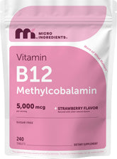 Micro Ingredients Chewable Vitamin B12 5000mcg strawberry flavour front view