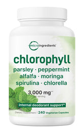 Micro Ingredients Chlorophyll Complex 240 veggie capsules bottle front view