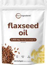 Micro Ingredients Flaxseed Oil 1400MG 300 capsules front view