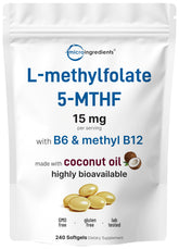 Micro Ingredients L-Methylfolate softgels front view with packaging