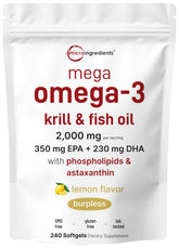 Micro Ingredients Mega Omega-3 Krill Oil Softgels front view