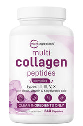 Micro Ingredients Multi Collagen Peptides Complex 240 capsules front view