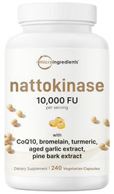 Micro Ingredients Nattokinase 500mg 240 Vegetarian Capsules front view