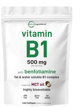 Micro Ingredients Vitamin B1 Softgels front view, 240 count pouch