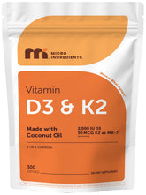 Micro Ingredients Vitamin D3 + K2 coconut oil softgels front view