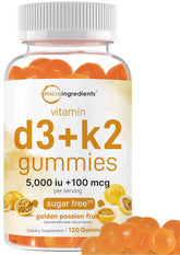 Micro Ingredients Vitamin D3 + K2 Gummies front view with packaging