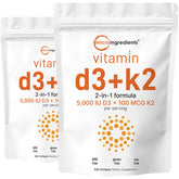 Micro Ingredients Vitamin D3 Plus K2 600 Softgels front view