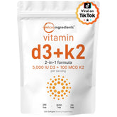Micro Ingredients Vitamin D3 Plus MK7 K2 300 Softgels front view