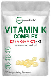 Micro Ingredients Vitamin K Softgel Complex front view of packaging