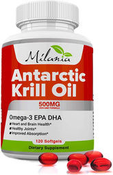 MILANIA Antarctic Krill Oil 120 softgel capsules front view